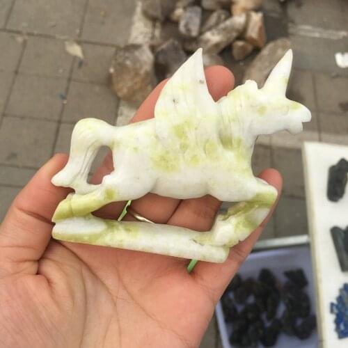 1PCS drop shipping natural stones and minerals Afghanistan jade unicorn figurine reiki healing crystals figurine for home decor
