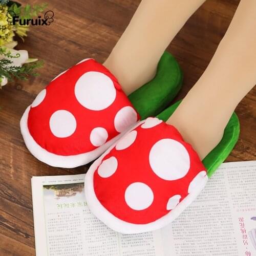 Plant Pattern Thick Cotton Shoes Piranha Winter Warm Slippers Home Cute Cotton Shoes Indoor Warm Non-slip Slippers Creative Gift