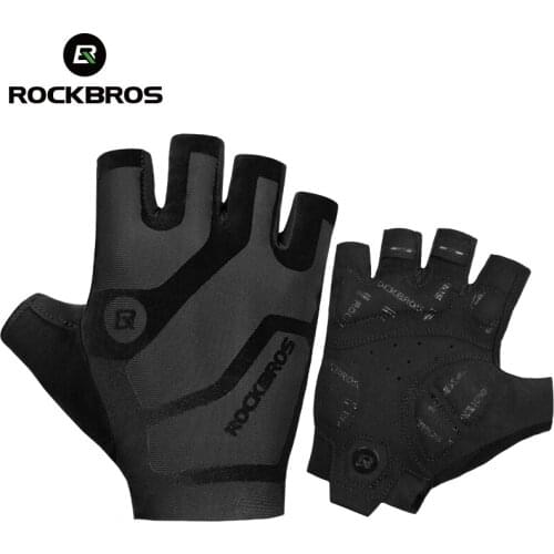 ROCKBROS Cycling Mens Gloves Breathable Shockproof Cycling Gloves Summer Fingerless Gloves MTB Mountain Bicycle Gloves Sports