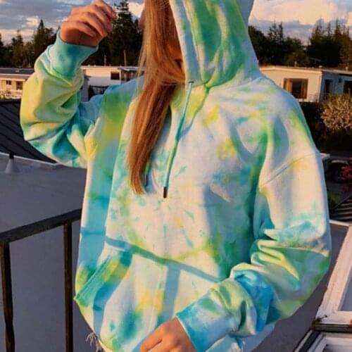 Spring and Autumn 2020 New Tie-dye Hoodie Womens Long-sleeved Hoodie with Womens Loose Casual Hoodie Womens Pullover