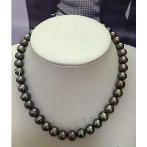 Jewelry Pearl Necklace huge18"8-9MM natural black red blue multicolor pearl necklace14k Free Shipping