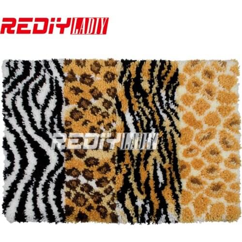 DIY Latch Hook Rug Kits Unfinished Crocheting Tapestry Yarn Needlework Cushion Set for Embroidery Carpet The Stripe of Animals
