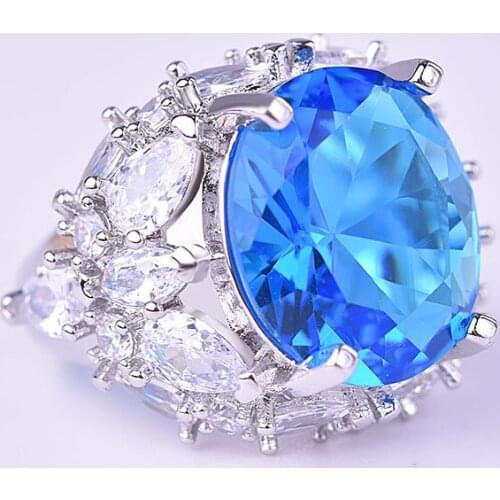 Womens 925 Silver High Quality Zircon Ring Engagement Wedding Gift Jewelry Ring