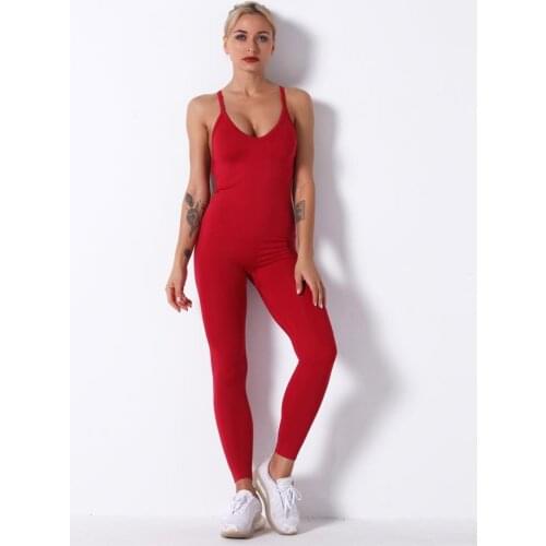 Women Yoga Sets Cross Straps Bodysuit Solid Sexy Peach Hip Jumpsuit Lady Slim Backless Sleeveless Sportwear Gym Workout Overalls