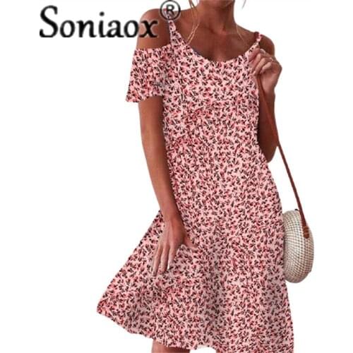 Femme Summer Beach Women Dress 2021 Summer New Short Sleeve Small Floral Digital Printed Casual Loose Strapless Sundress Dress