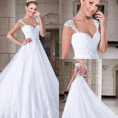 Sweetheart A-Line Wedding Dresses White Appliques Sexy Illusion Backless Bridal Gowns Vestido De Noiva