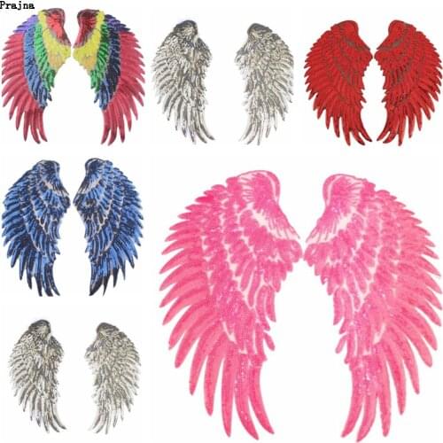 Prajna Angel 1 Pair Wings Sequin Patch Reflective Embroidered Patches For Clothing Stripes Iron On Patches On Clothes Stickers