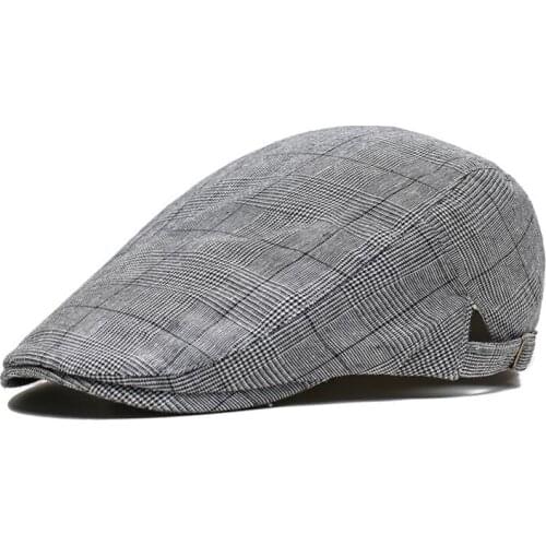 Brand Fashion Vintage Autumn Winter Hats For Men Women High Quality Casual Cotton Women Beret Caps Adjustion Plaid Mens Flat Hat