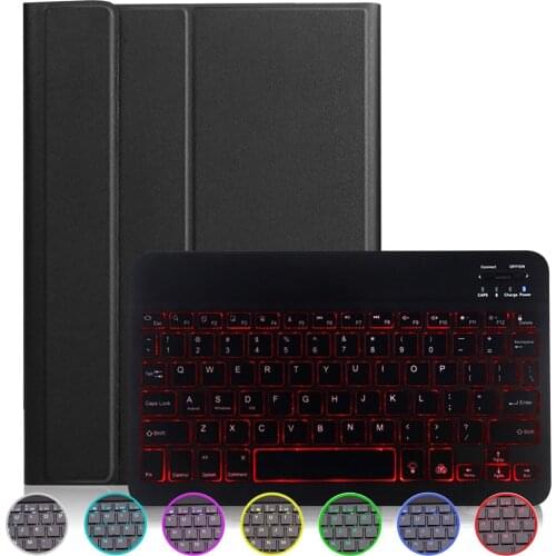 Besegad 2 in 1 Detachable Keyboard Case PU Leather Cover Skin Protector with Backlights for Samsung Galaxy Tab A 10.1 T510 T515