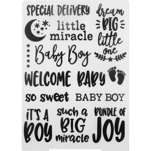 Baby Words Embossing Folders Plastic DIY Scrapbooking Embossing Paper Craft Card Making Decoration Supplies Stencil 4x6inch