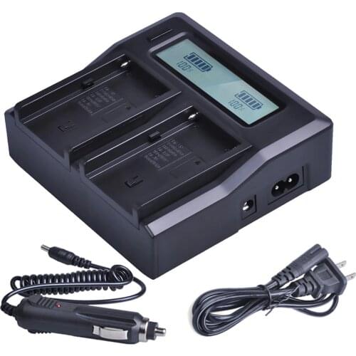 Dual LCD Quick Battery Charger for Sony NP-F330, NP-F530, NP-F550, NP-F570, NP-F750, NP-F770, NP-F930, NP-F950, NP-F960, NP-F970
