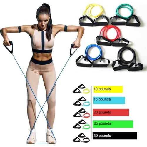 5 Levels Resistance Bands with Handles Yoga Pull Rope Elastic Fitness Exercise Tube Band for Home Workouts Strength Training