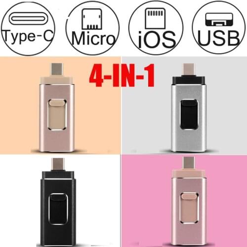 4in1 Flash Drive 32gb 64gb 128g pen drive multi memoria stick otg type-c micro usb for mobile phone & mac pendrive & iphone 3.0