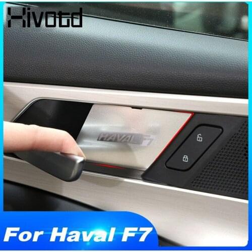 Hivotd For Haval F7 F7X 2019 Car Inner Door Handle Bowl Cover Sticker Decoration Stainless Steel Interior Moulding Accessories