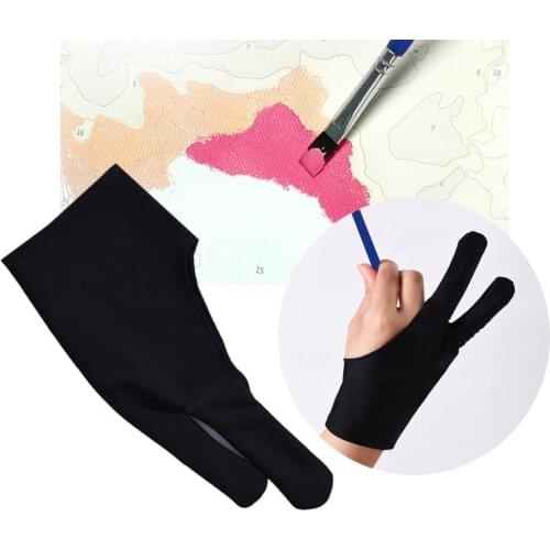 HUACAN 1pc Two Finger Anti-fouling Glove For Artist Drawing Paint By Numbers Accessories