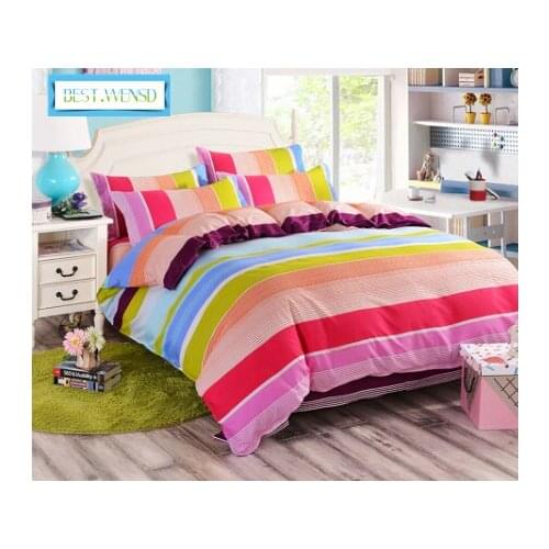 Wholesale Stripes Moon Winter 4pc Bedding Set King Queen 1duvet Cover+1bed Sheet+2 Pillowcases,bedclothes Dekbedovertrek Edredon