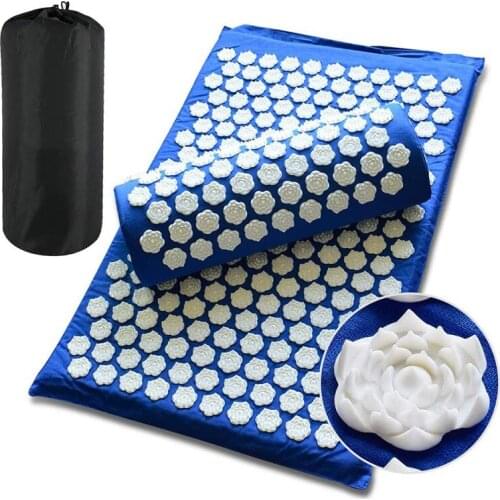 Spike Mat Lotus Acupressure Mat Massage Mat Pillow Set Yoga Mat Antiskid Needle Relieve Back Neck Pain Relax Muscles Sensi Mat