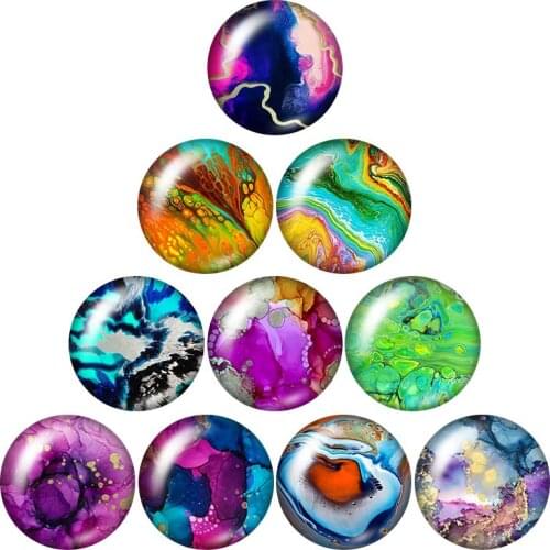 Beauty patterns Colorful Gradient 10pcs mix 12mm/16mm/18mm/25mm Round photo glass cabochon demo flat back Making findings ZB0992