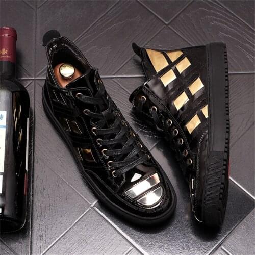 Hot Fashion Western Style Golden High top Sneakers Classics Men Spring Streetwear Platform Shoes Casual Sneakers S135