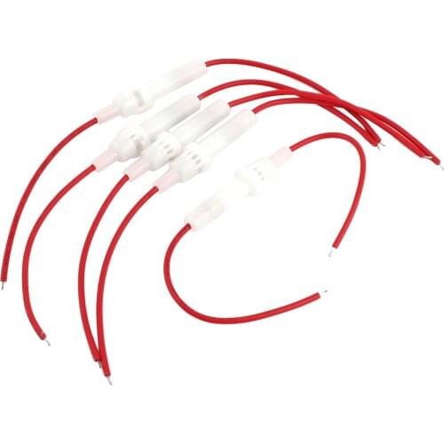 KSOL Red Wire White Screw Type Cap Inline 6mm x 30mm Tube Fuse Holder 5Pcs