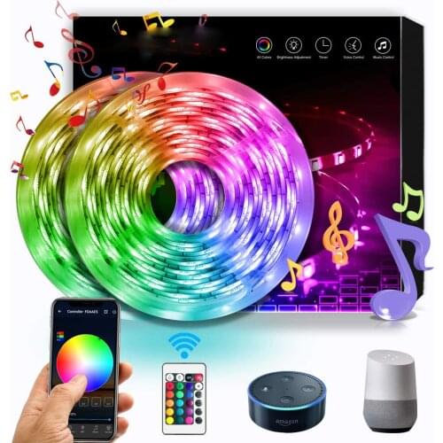 32.8ft 10m Led Strip Lights, Flexible Color Changing 5050 RGB 300 LEDs Light Strips Kit Work with App