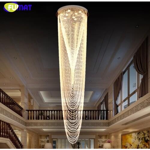 FUMAT Modern Chandelier led light Staircase K9 Crystal Chandelier led lamp for Villa chandeliers Christmas decor Luxury Lustre
