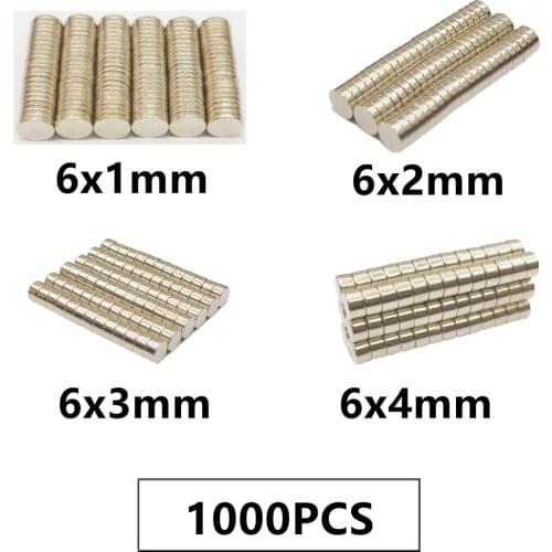 1000PCS/LOT NdFeB Magnet 6*1 6*2 6*3 6*4 N35 Disc MAGNET 6x1 6x2 6x3 6x4 mm Round Speaker Neodymium magnets 6mm x 1mm 2mm 3mm