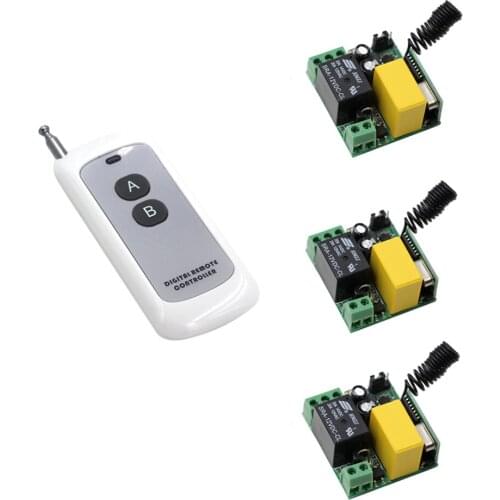 Mini Size 220V AC 1CH 10A Wireless Remote Control Switch 3 X Receivers+ Digital Remote Controller System 315/433 Mhz Self-lock