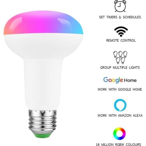 Multicolor Smart Light Bulbs 9W WiFi Voice Control RGB Energy Saving Dimming E27 E26 B22 LED Bulb Compatible Alexa Google Amazon
