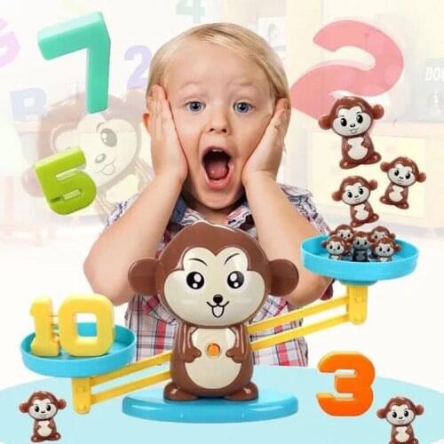 Montessori Math Toy Digital Monkey Balance Scale Educational Math Penguin Balancing Scale Number Board Game Kids Learning Toys