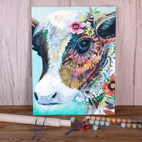 Animal Cow Coloring By Numbers Painting Kit Oil Paints 50*70 Painting On Canvas Handmade For Kids Wholesale