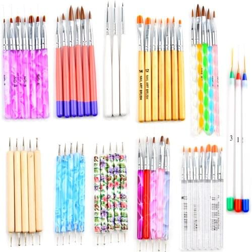 Painting Nail Brush Set Gradient Nail Art Line Brush Crystal Acrylic Thin Liner Drawing Pen Tools for Extension UV Gel
