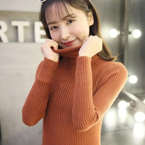 New Solid Color Elegant High Neck Slim Sweater Bottoming Shirt Blouse