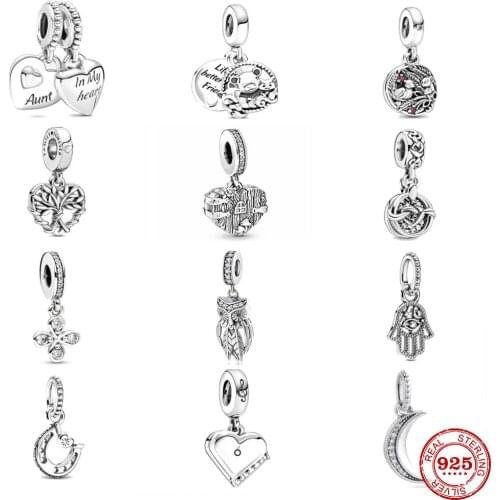 2020 New Moon Flower Bear Heart Beads fit Original Pandora Charms Silver 925 Bracelet DIY Women Jewelry Berloque