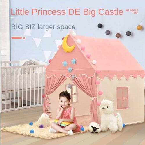 Childrens Tent Indoor Ventilation and Breathable Fabric Comfortable Princess Girl Oversized House Castle Birthday Gift Toy