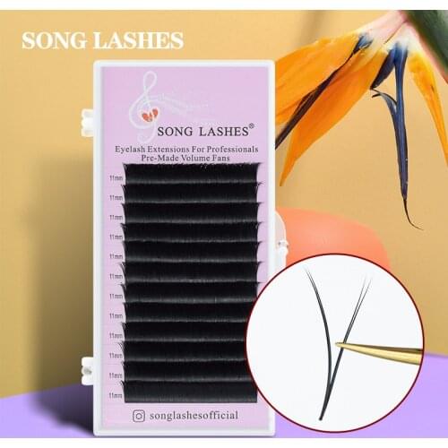 SONG LASHES C D curl 8-15mm saving time premade fans V Shape eyelash extensions for Professional and tiro matte soft natur