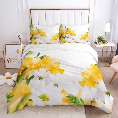 3D Flower Design Duvet Cover Set Bedding Sets Quilt Covers Sets Comforter Case King Queen Full Twin Size Linens Bed