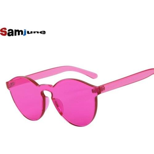 Samjune Fashion Women Sunglasses Cat Eye Shades Luxury Brand Designer Sun glasses Integrated Eyewear Candy Color UV400