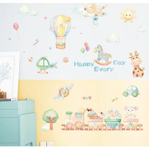 Happy Little Train Cartoon Stickers Childrens Room Entrance Cabinet Wardrobe Classroom Bedside Decoration Wall Stickers