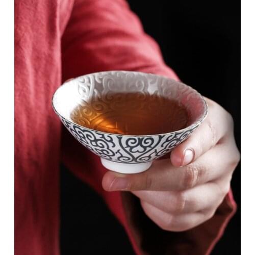 Silver Cup 999 Pure Silver Cup Handmade Ceramic Inlaid Silver Gilt Teamaster Cup for Tea Home Home Accessories