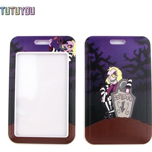 1pc PC2615 Cartoon Character Lanyard Credit Card ID Holder Bag Student Women Travel Bank Bus Business Card Cover Badge