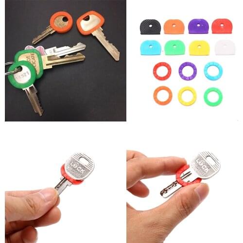 24/32pcs Round Soft Silicone Hollow Multi Color Rubber Soft Keys Locks Cap Key Covers Keyring Elastic Case