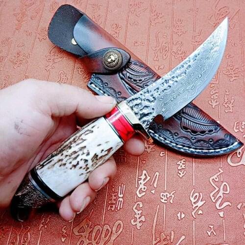 Folding Knife Damascus Blade Yellow sandalwood Handle Survival Camping Hunting Knives Pocket Outdoor Knife EDC Tools