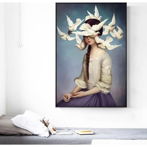 Modern Peace Dove Sky Holy Face Canvas Painting Modern Posters and Prints Wall Art Picture for Living Room Home Decor Cuadros