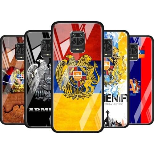Armenia Armenians Flag for Xiaomi Redmi Note 10 Pro Max 10S 9T 9S 9 8T 8 7 Pro 5G Luxury Tempered Glass Phone Case Cover