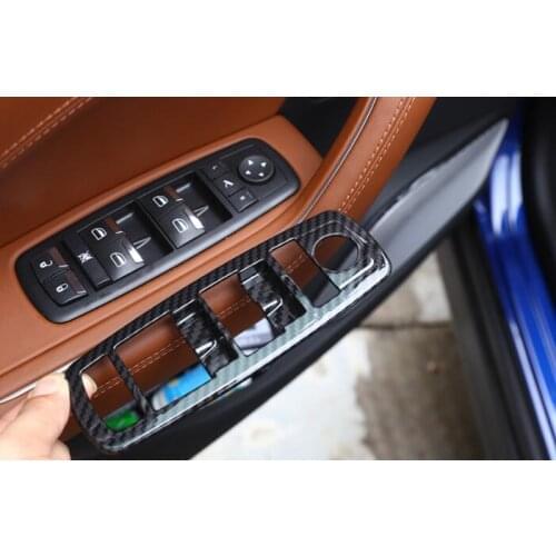 Carbon Fiber Style ABS Plastic Window Lift Button Fram Cover Trim For Maserati Levante Car-styling Accessories