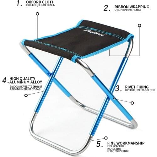 Outdoor Portable Camping Chair Fishing Foldable 7075 Al Train Travelling Light 100kg Small Seat Oxford Camouflage Fishing Chair