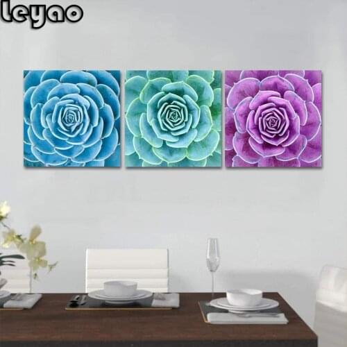 Triptych Of Colored Cacti And Succulents 5d Diy Diamond Painting Home Decor Diamond Embroidery Handmade Picture Of Rhinestones