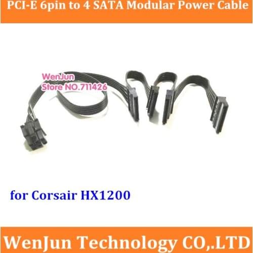 6Pin Male 1 to 4 SATA 15Pin Power Supply Splitter Extension Cable 15P Power Port Multiplier for Corsair HX1200 Series Modular