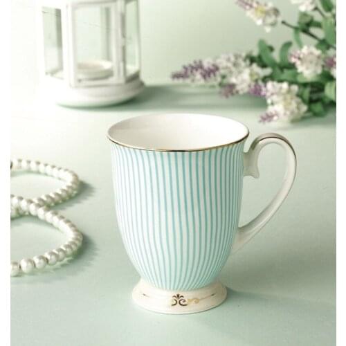 British ceramic mug mug coffee cup bone china cup tea cup office cup creative cup striped gold plated simple milk cup LB40111